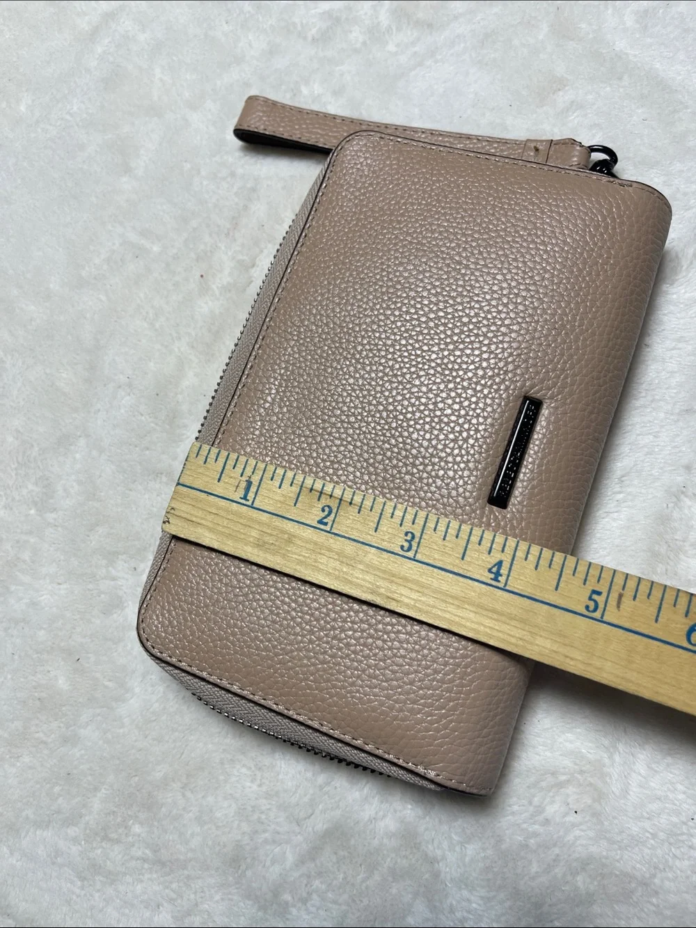 Rebecca Minkoff Regan Taupe Pebbled Leather Wristlet Wallet